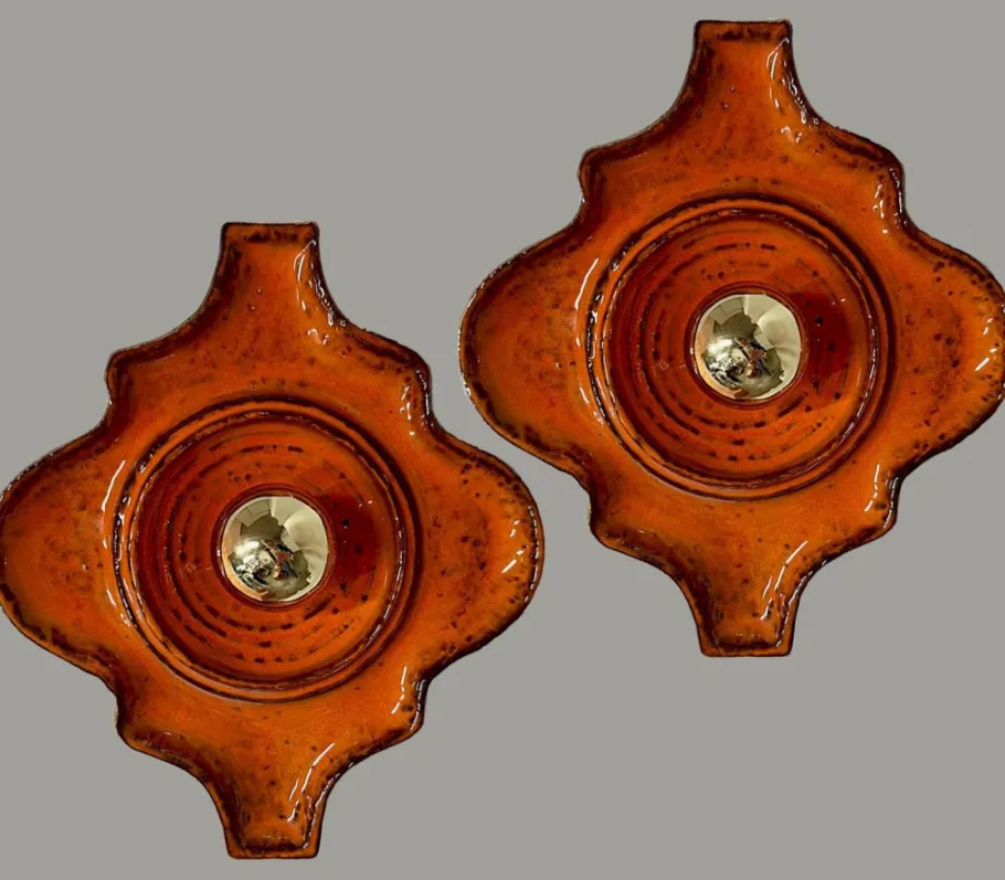 Pamono Vintage German Ceramic Wall Lights, 1960, Set of 2