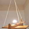 Discount Pamono Vintage German Childrens Room Ceiling Lamp in the Shape of an Airplane in Pine Wood by Mand Eurolux, 1980s
