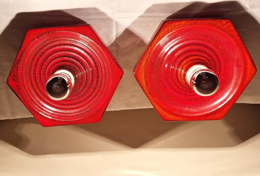 Sale Pamono Vintage German Flat Wall Lamps in Red Glazed Ceramic by Hustadt-Leuchten, 1970s, Set of 2