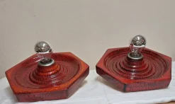 Sale Pamono Vintage German Flat Wall Lamps in Red Glazed Ceramic by Hustadt-Leuchten, 1970s, Set of 2