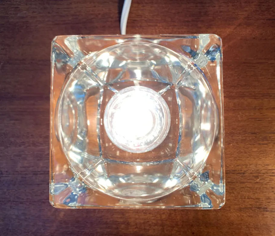 New Pamono Vintage German Glass TA 14 Cube Table Lamps from Peill & Putzler, 1970s, Set of 2