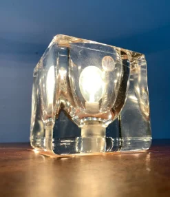New Pamono Vintage German Glass TA 14 Cube Table Lamps from Peill & Putzler, 1970s, Set of 2