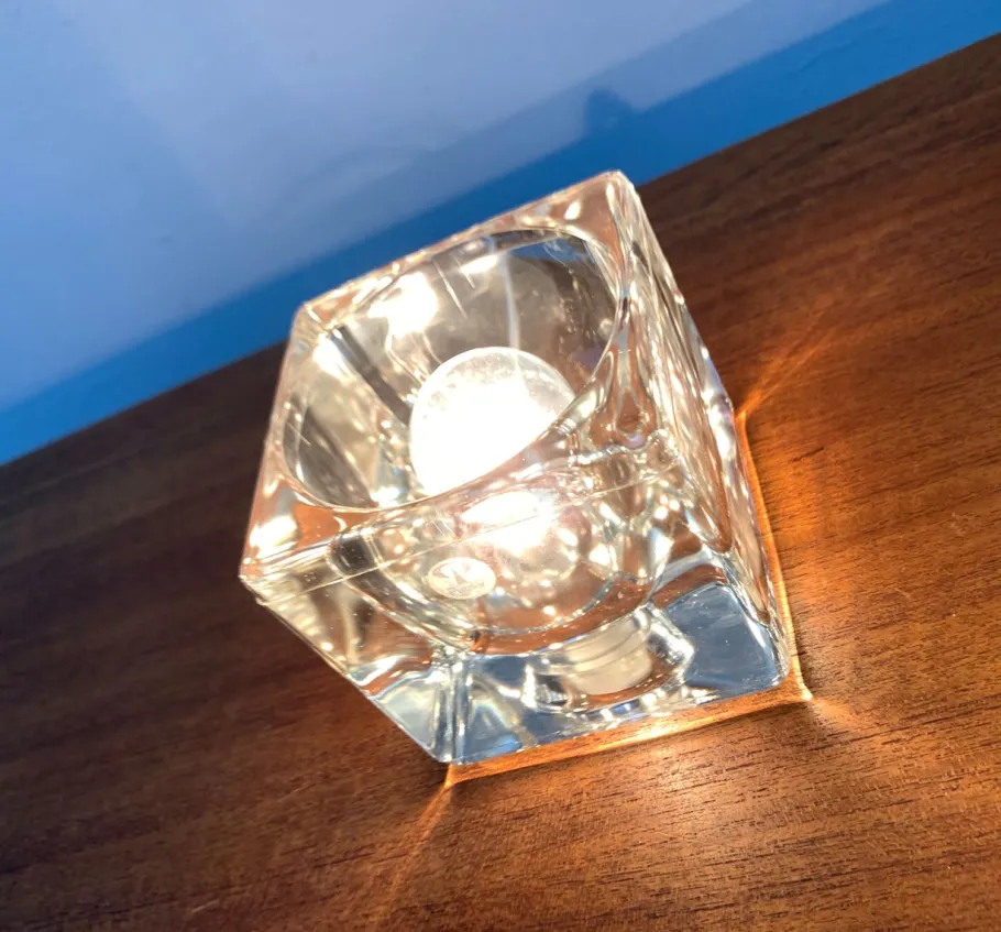 New Pamono Vintage German Glass TA 14 Cube Table Lamps from Peill & Putzler, 1970s, Set of 2