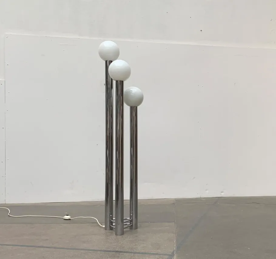 Outlet Pamono Vintage German Space Age Glass & Metal Floor Lamp, 1970s