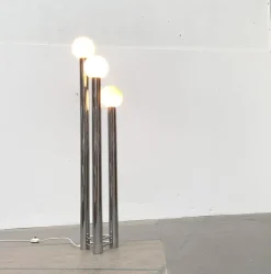 Outlet Pamono Vintage German Space Age Glass & Metal Floor Lamp, 1970s