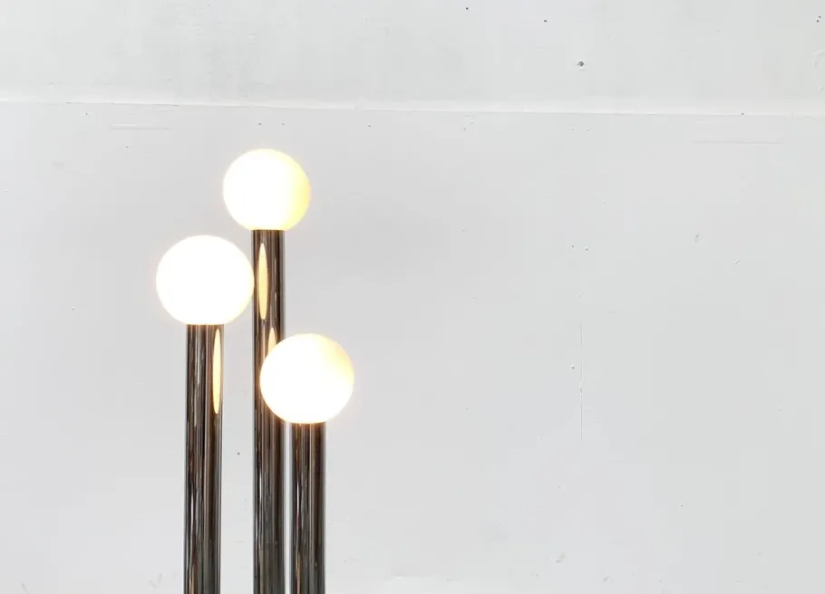 Outlet Pamono Vintage German Space Age Glass & Metal Floor Lamp, 1970s