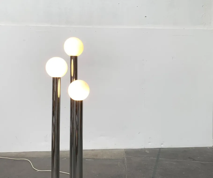 Outlet Pamono Vintage German Space Age Glass & Metal Floor Lamp, 1970s
