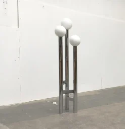 Clearance Pamono Vintage German Space Age Glass & Metal Floor Lamp, 1970s