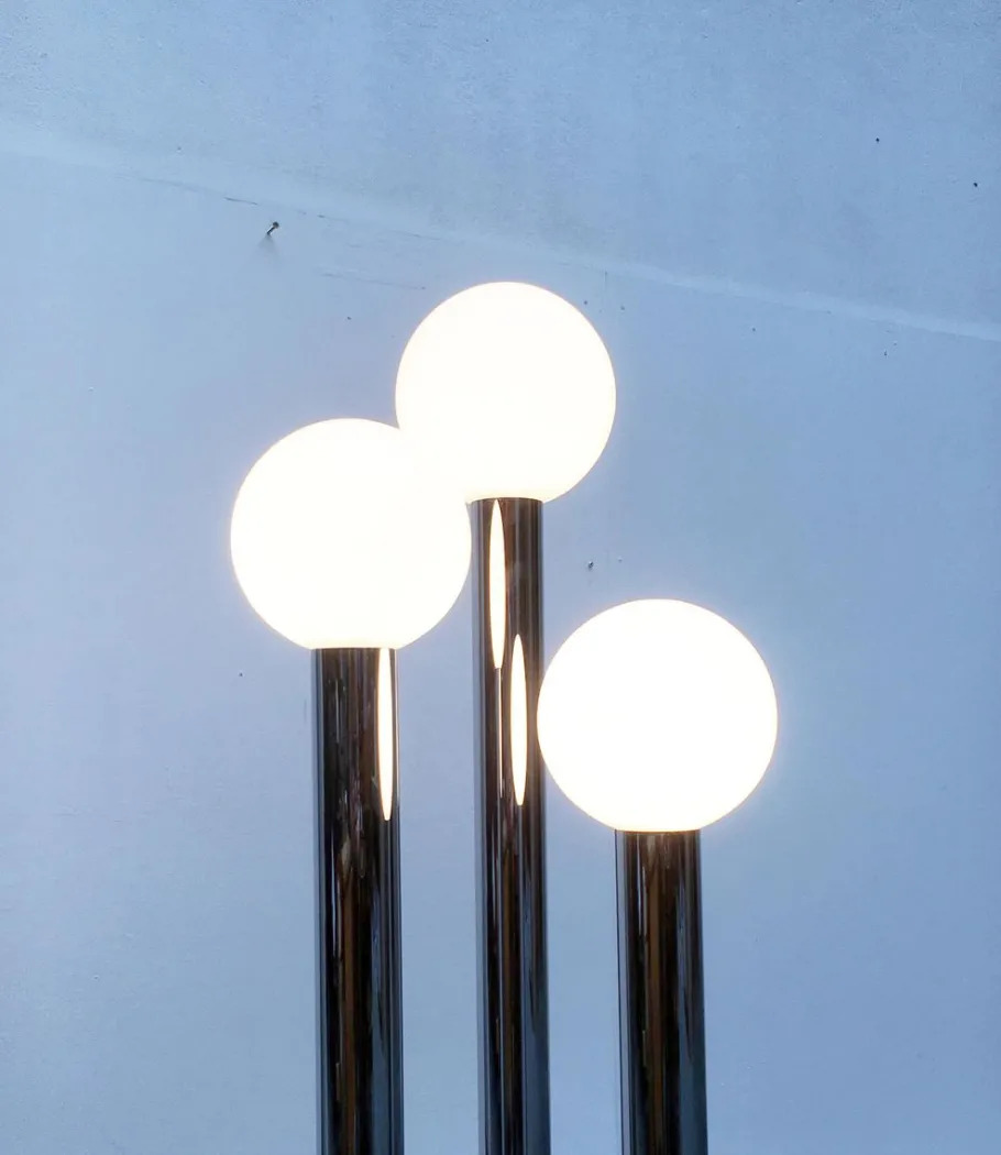 Clearance Pamono Vintage German Space Age Glass & Metal Floor Lamp, 1970s