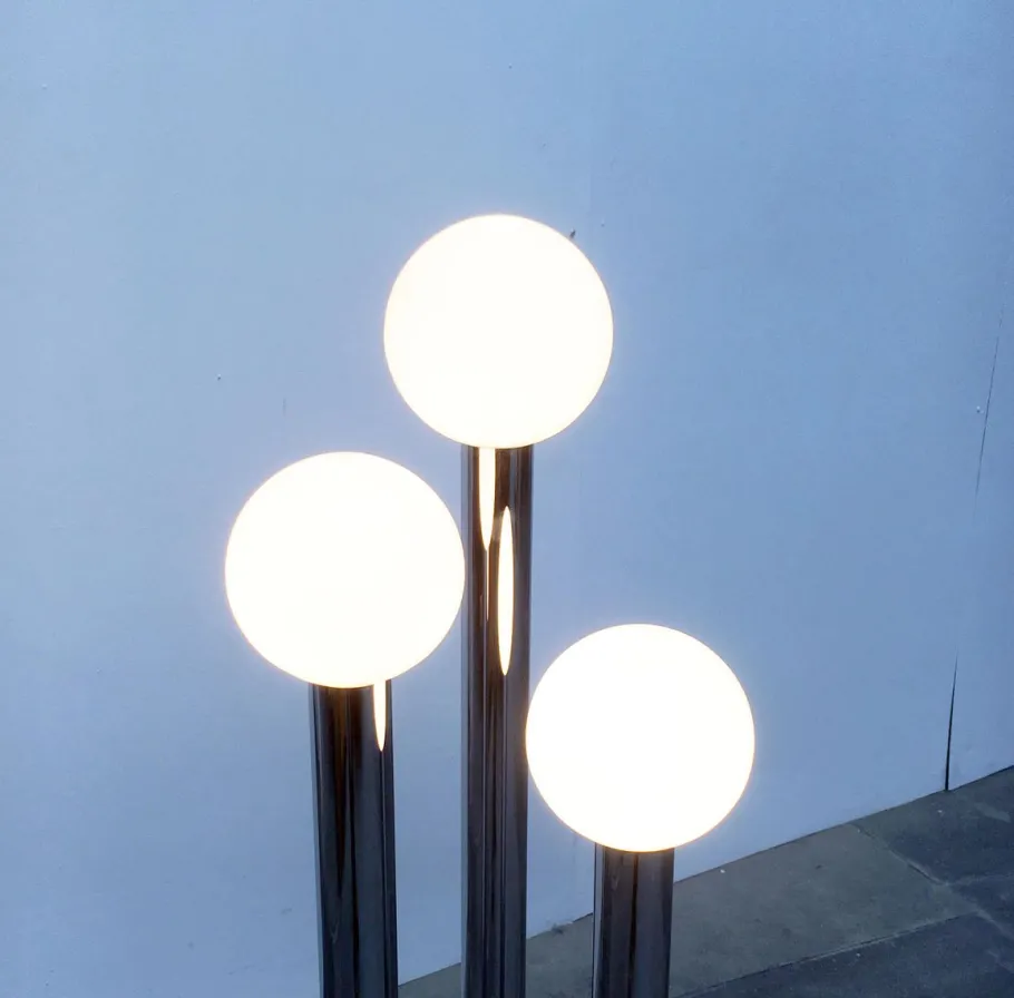 Clearance Pamono Vintage German Space Age Glass & Metal Floor Lamp, 1970s