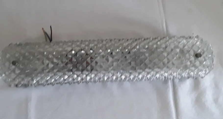 Pamono Vintage German Wall Lamp with a Metal Base and Structural Glass Shade from Limburg, 1970s