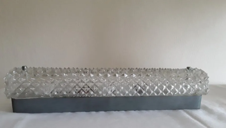 Pamono Vintage German Wall Lamp with a Metal Base and Structural Glass Shade from Limburg, 1970s