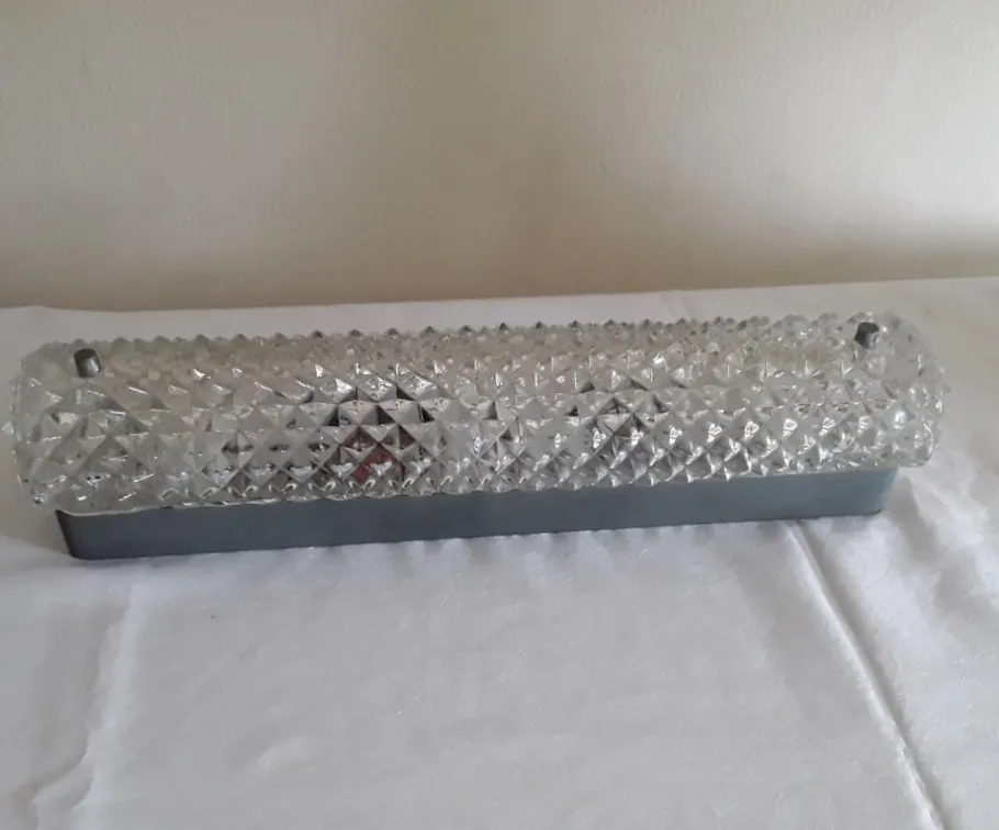 Pamono Vintage German Wall Lamp with a Metal Base and Structural Glass Shade from Limburg, 1970s