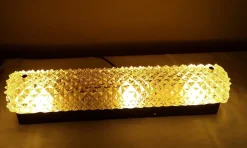 Pamono Vintage German Wall Lamp with a Metal Base and Structural Glass Shade from Limburg, 1970s