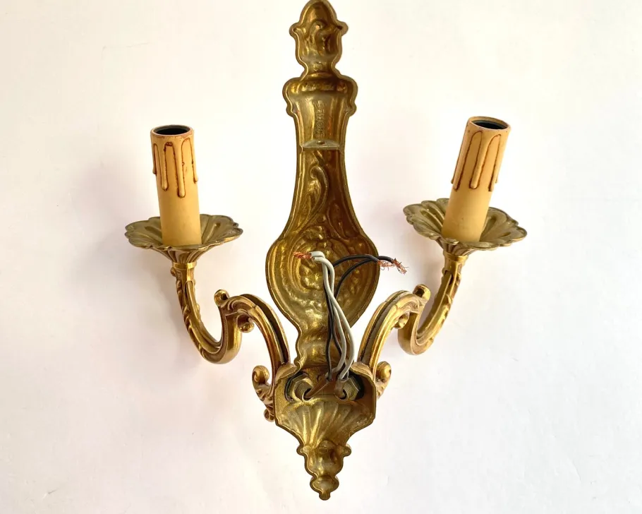 Best Pamono Vintage Gilt Bronze Wall Sconce in Candelabra Design, France, 1960s
