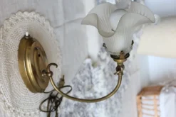 Clearance Pamono Vintage Gilt Metal Lamp with Tulip Shade, 1960s