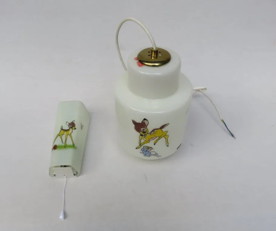 Discount Pamono Vintage Glass & Brass Bambi Wall & Ceiling Lamp Set from Doria Leuchten, Set of 2