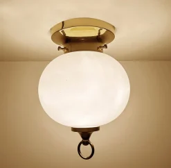 Best Pamono Vintage Glass and Brass Ceiling Light from Limburg