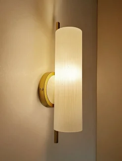 Clearance Pamono Vintage Glass and Brass Sconce from Hillebrand Leuchten, 1950s