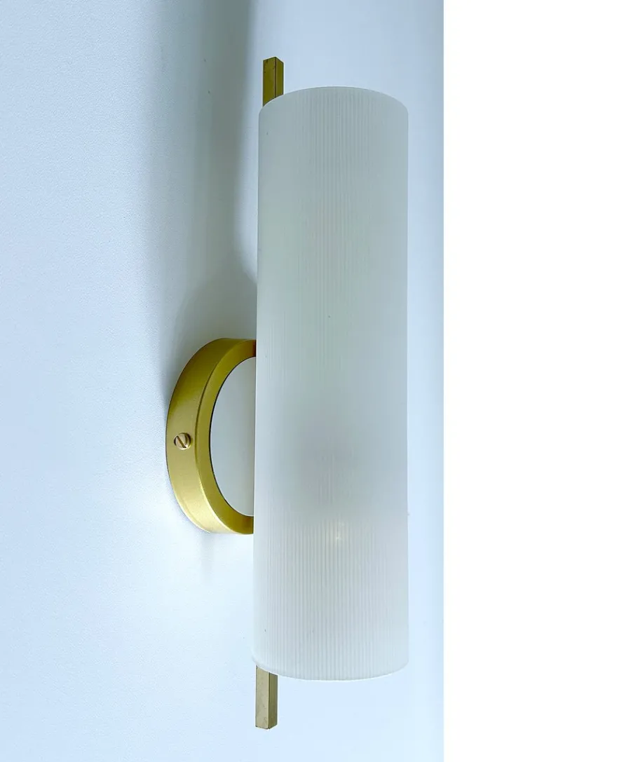 Clearance Pamono Vintage Glass and Brass Sconce from Hillebrand Leuchten, 1950s