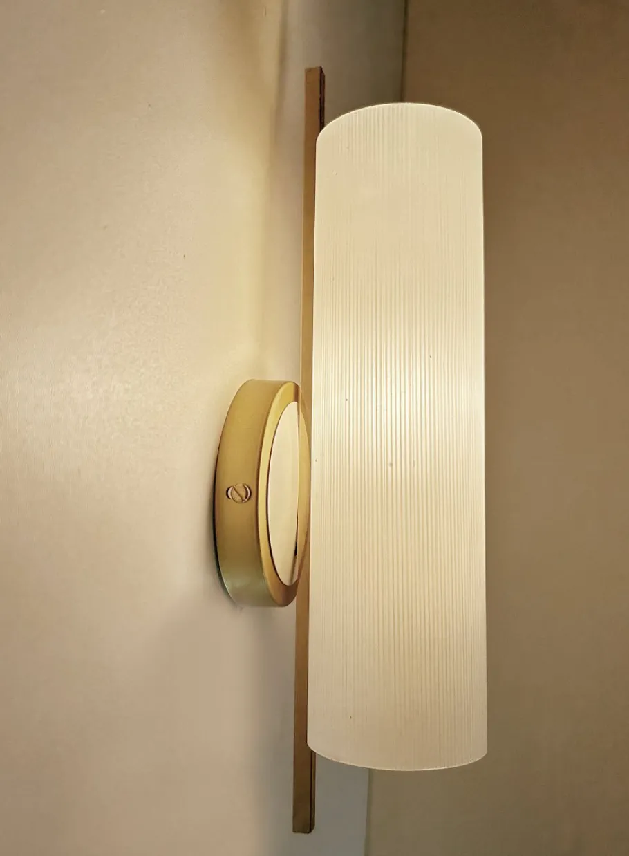 Clearance Pamono Vintage Glass and Brass Sconce from Hillebrand Leuchten, 1950s