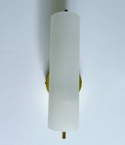 Clearance Pamono Vintage Glass and Brass Sconce from Hillebrand Leuchten, 1950s