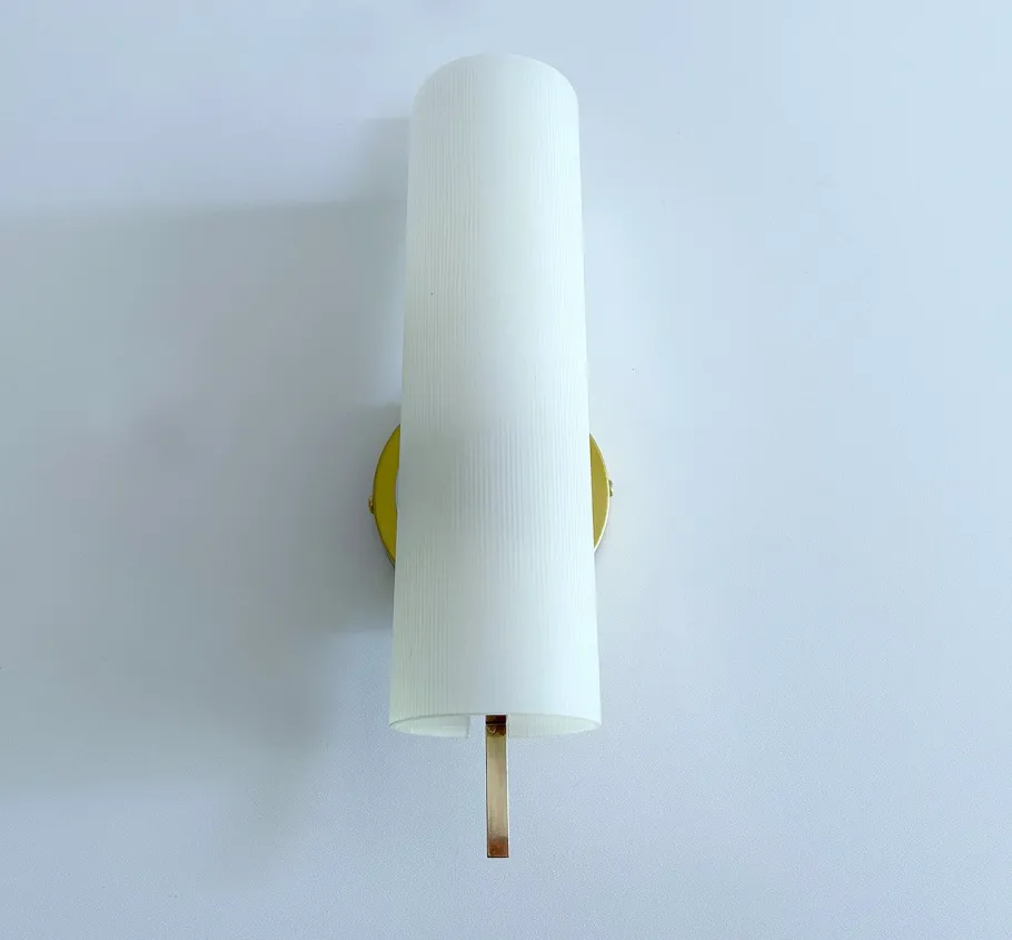 Clearance Pamono Vintage Glass and Brass Sconce from Hillebrand Leuchten, 1950s