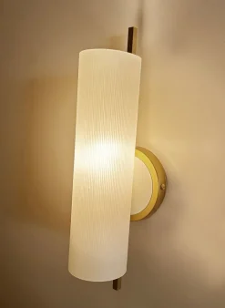 Clearance Pamono Vintage Glass and Brass Sconce from Hillebrand Leuchten, 1950s