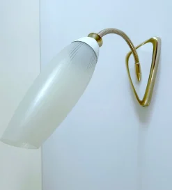 Best Pamono Vintage Glass and Brass Sconce, 1950s