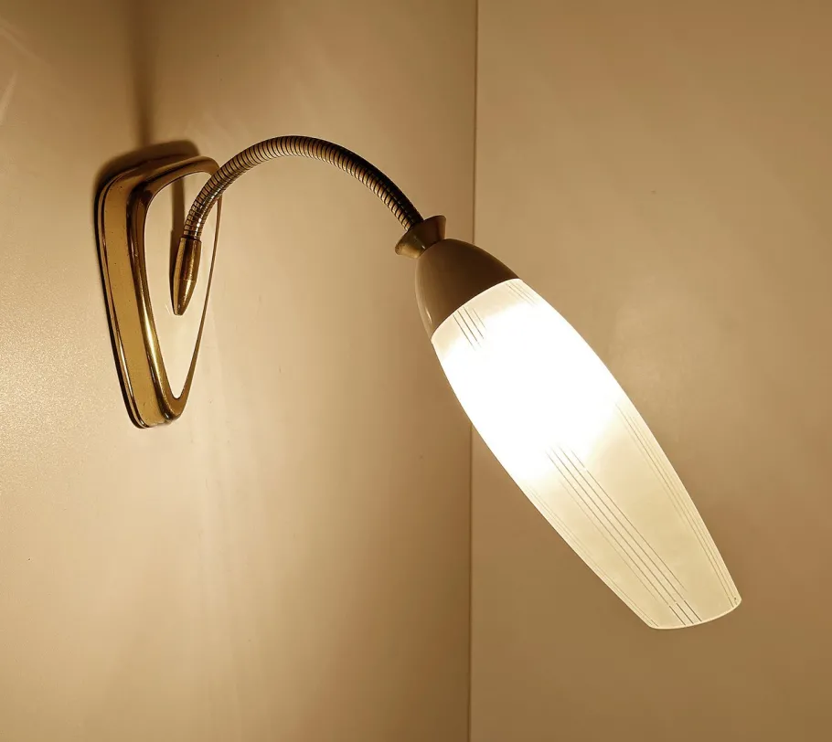 Best Pamono Vintage Glass and Brass Sconce, 1950s