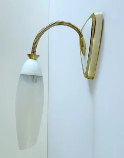 Best Pamono Vintage Glass and Brass Sconce, 1950s