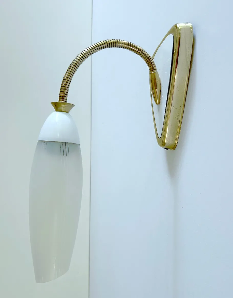 Best Pamono Vintage Glass and Brass Sconce, 1950s