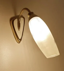 Best Pamono Vintage Glass and Brass Sconce, 1950s