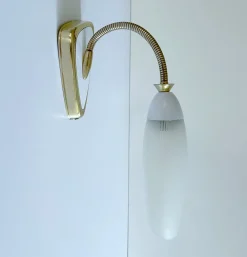 Best Pamono Vintage Glass and Brass Sconce, 1950s