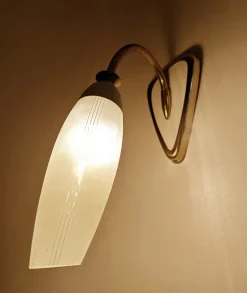 Best Pamono Vintage Glass and Brass Sconce, 1950s