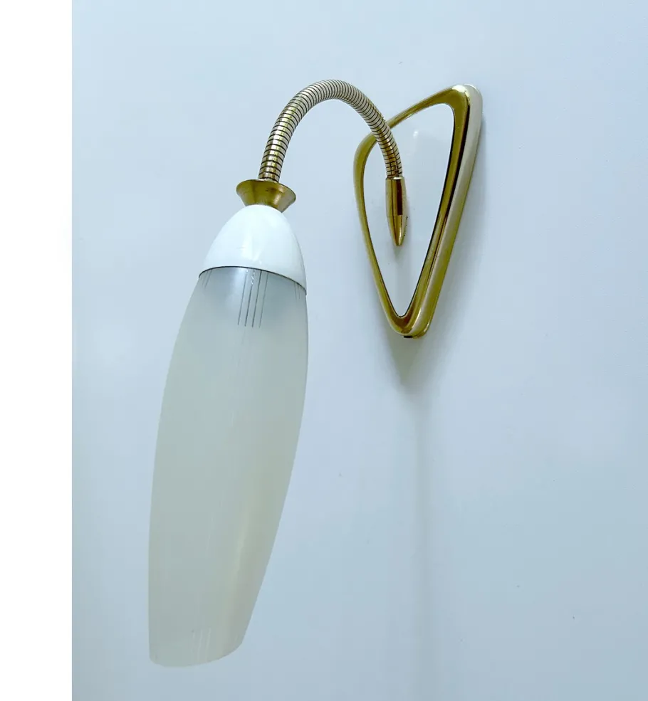 Best Pamono Vintage Glass and Brass Sconce, 1950s