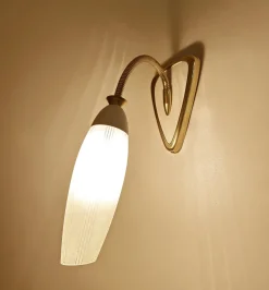 Best Pamono Vintage Glass and Brass Sconce, 1950s