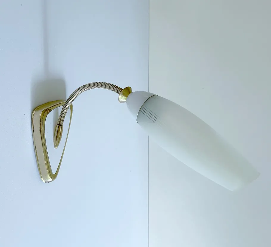 Best Pamono Vintage Glass and Brass Sconce, 1950s