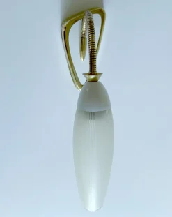 Best Pamono Vintage Glass and Brass Sconce, 1950s