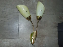 Hot Pamono Vintage Glass and Brass Wall Lamp, 1960s