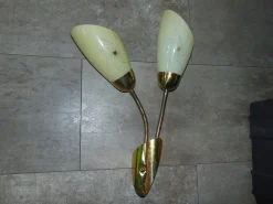 Hot Pamono Vintage Glass and Brass Wall Lamp, 1960s