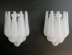 Clearance Pamono Vintage Glass Petals Drop Wall Sconces, 1990s, Set of 2