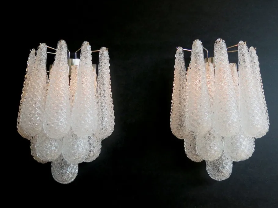 Clearance Pamono Vintage Glass Petals Drop Wall Sconces, 1990s, Set of 2