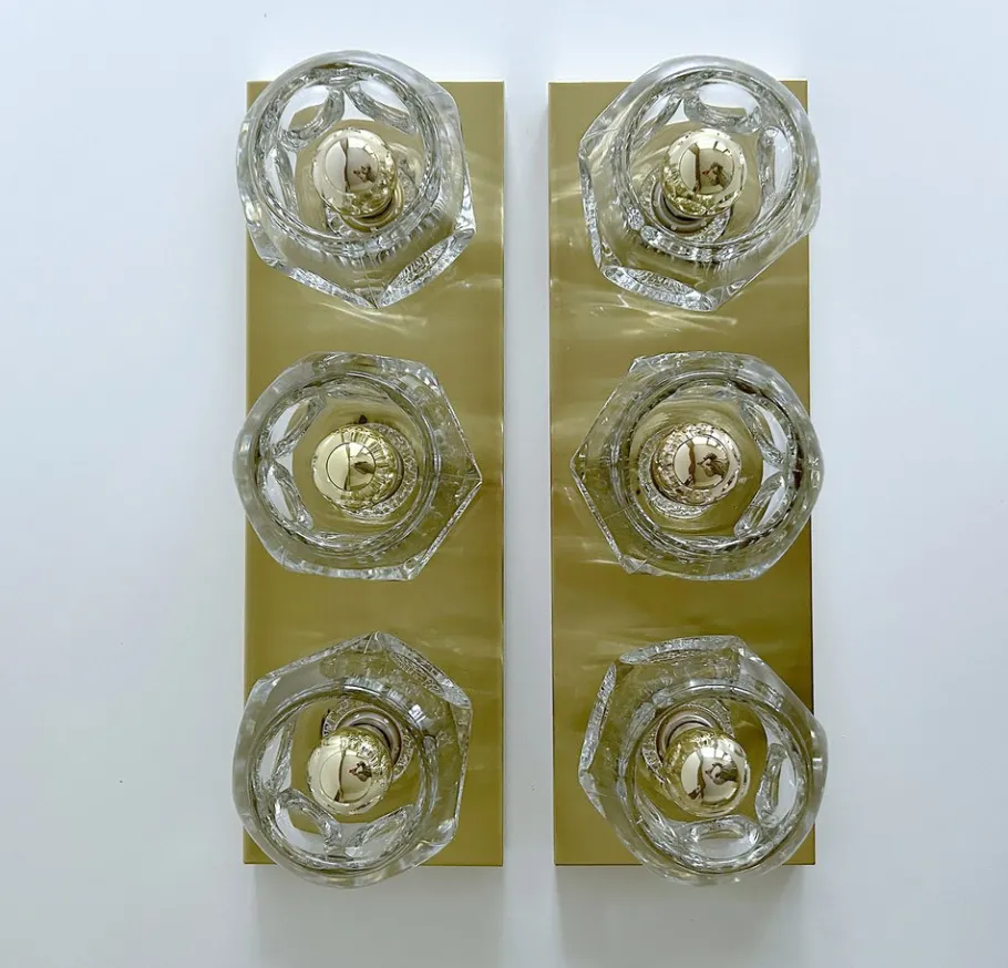 New Pamono Vintage Glass Sconces from Peill & Putzler, 1970s, Set of 2