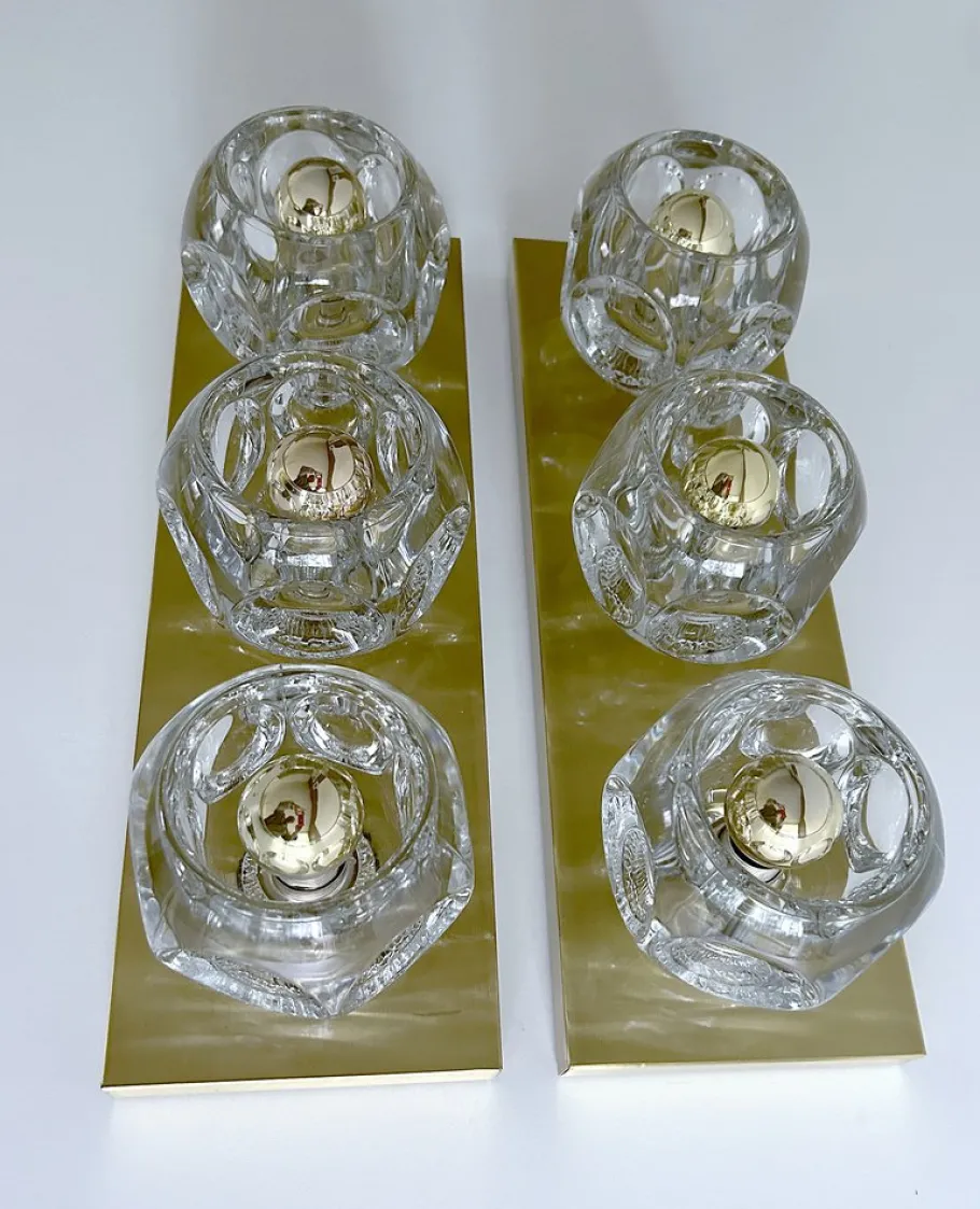 New Pamono Vintage Glass Sconces from Peill & Putzler, 1970s, Set of 2