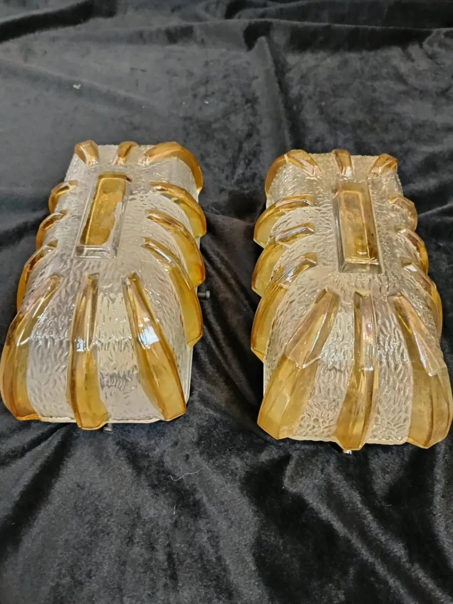 Pamono Vintage Glass Wall Lights, 1970s, Set of 2