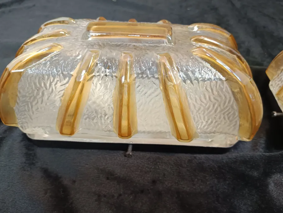 Pamono Vintage Glass Wall Lights, 1970s, Set of 2