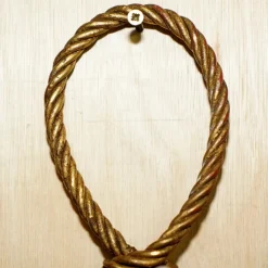 Pamono Vintage Gold Gilt Rope Twist & Tassel Three Branch Wall Light with Candle Mounts, 1960s