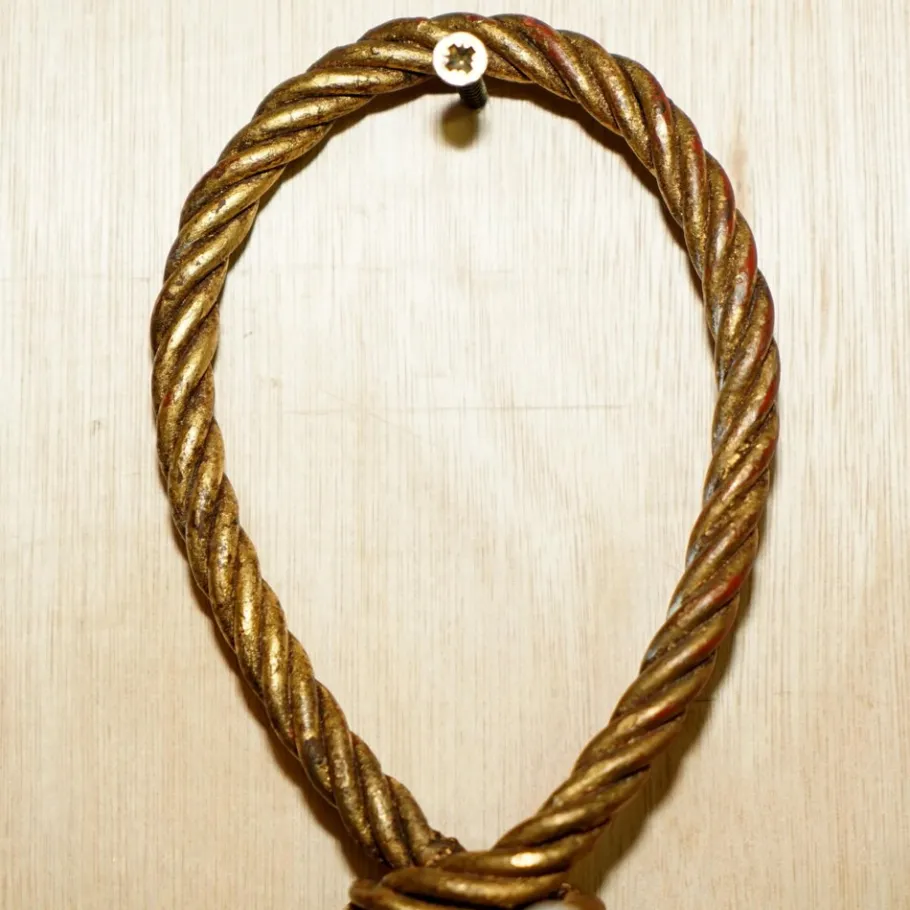 Pamono Vintage Gold Gilt Rope Twist & Tassel Three Branch Wall Light with Candle Mounts, 1960s