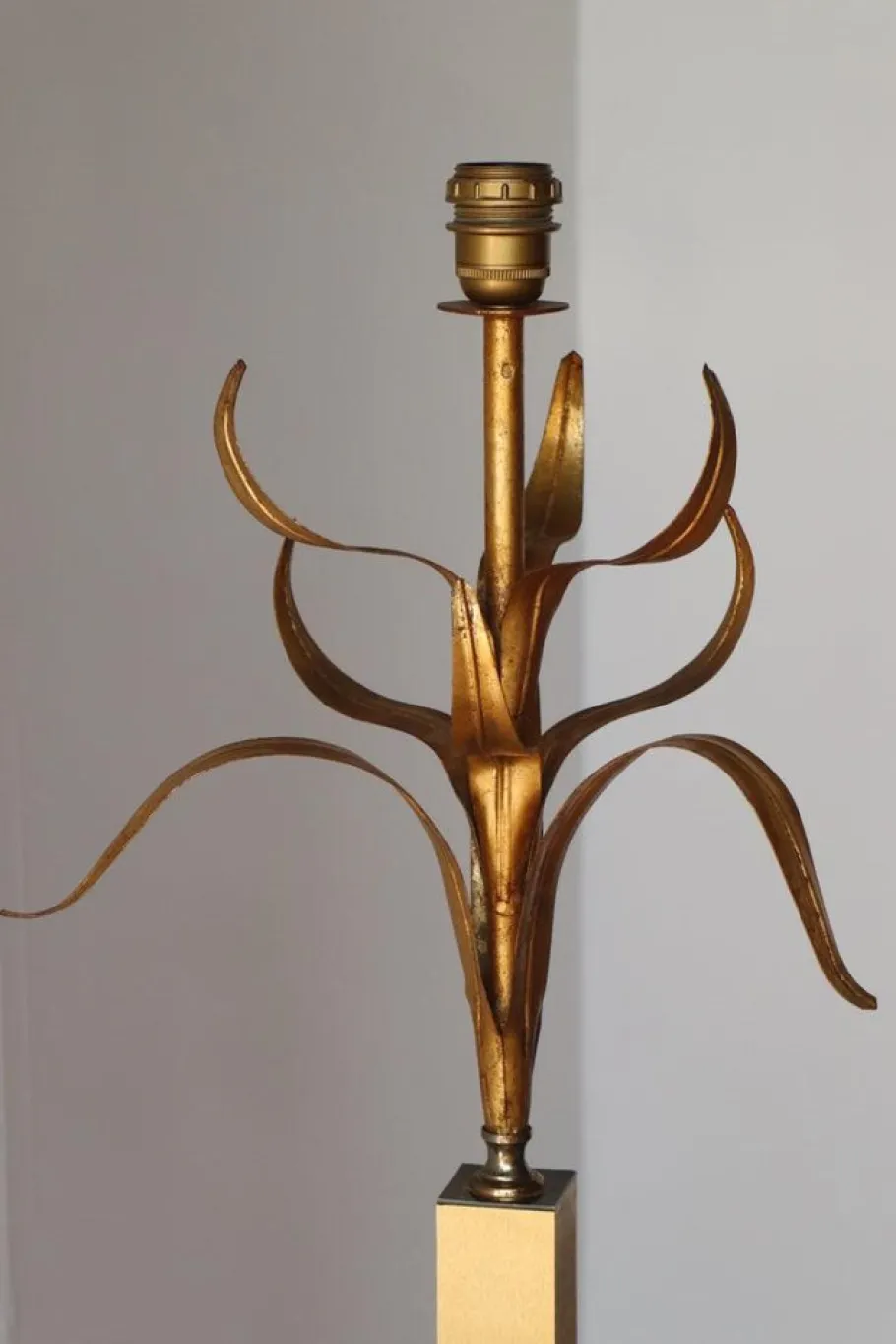 Sale Pamono Vintage Gold Metal Floor Lamp, 1970s